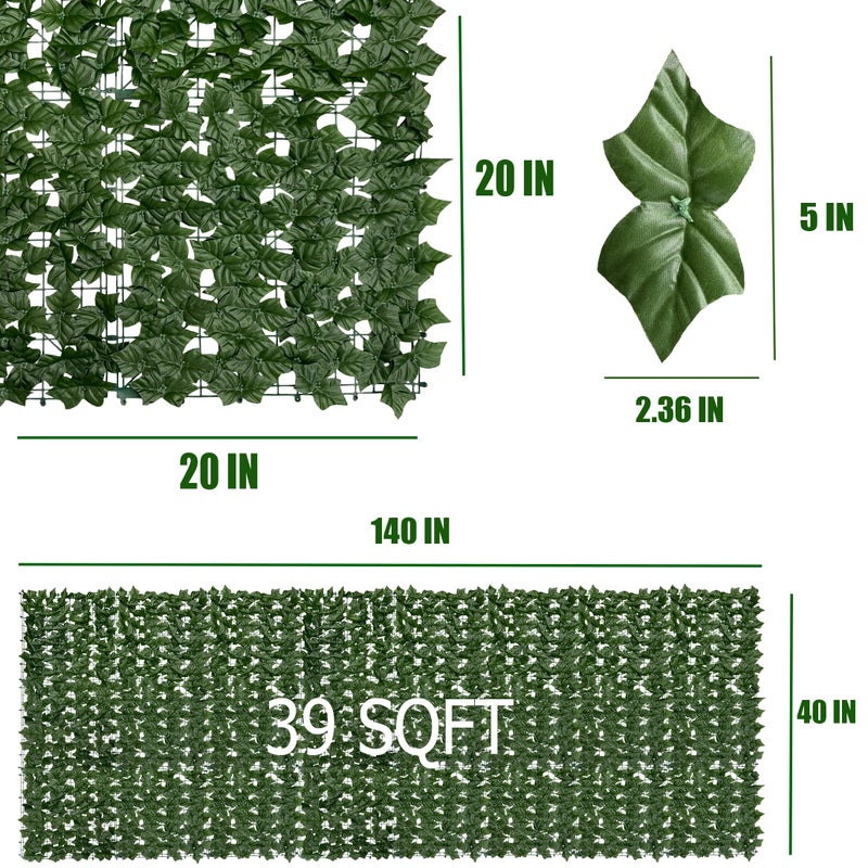 DOPGIB Artificial Ivy Privacy Fence Screen 140""x 40"" (39 SQFT) UV-Anti Faux Hedge Fence and Fake Ivy Vine Leaf Wall Panels for Indoor&Outdoor Green Backdrop  Garden Greenery Decor - Image 2